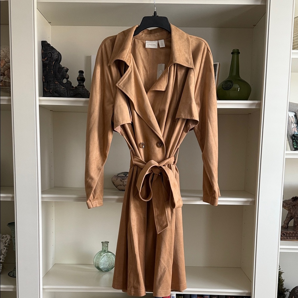 Chico's Faux Suede Trench Coat